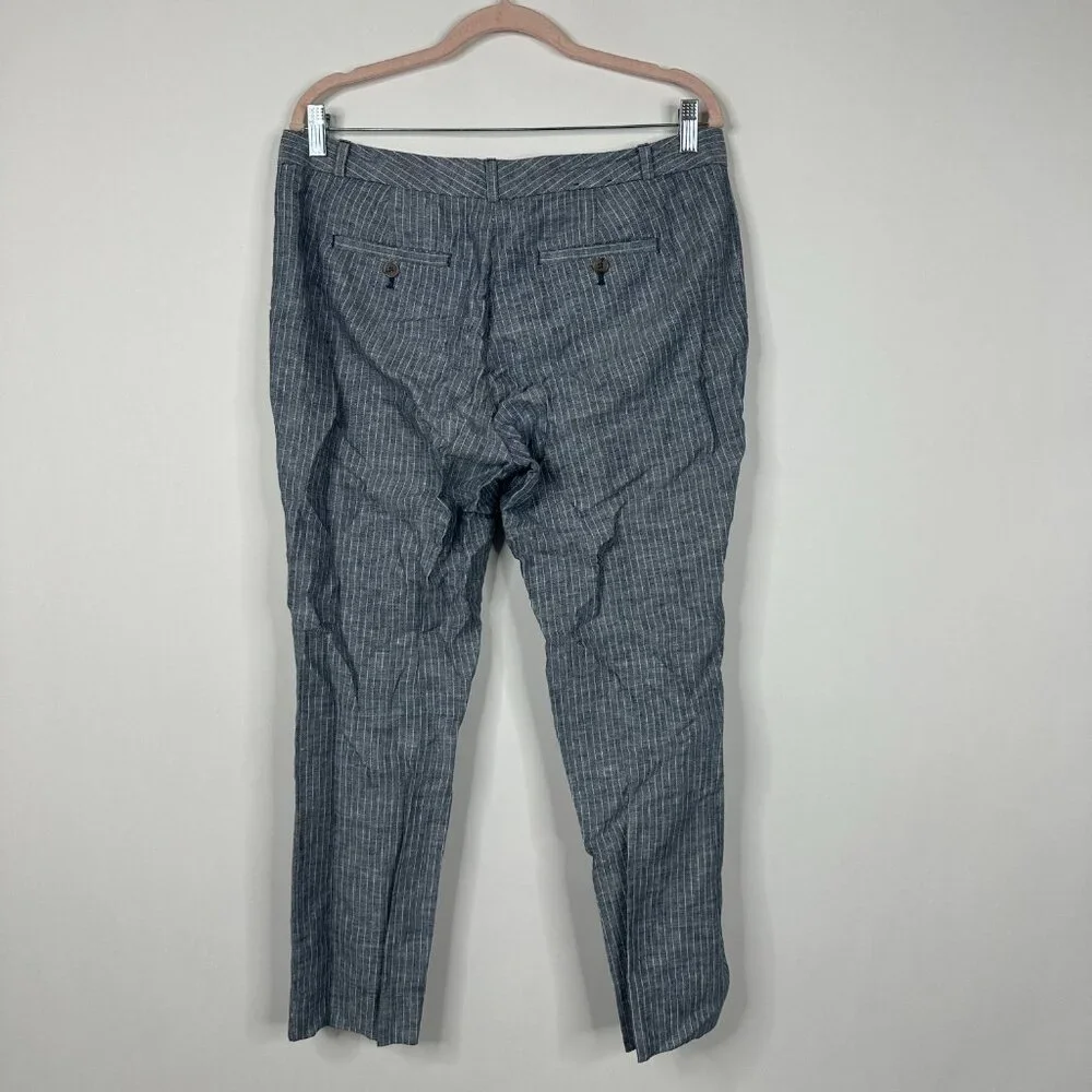2/$30 Banana Republic Stripe Linen Blend Hampton Fit Capri Mid Rise Slate #A1427
